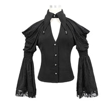 Load image into Gallery viewer, SHT051 daily fancy costume sexy ladies Gothic off the shoulder flare sleeves V-neck shirts
