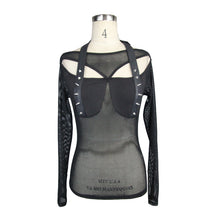 Load image into Gallery viewer, TT085 Summer sexy women punk nailed chest halter mesh T-shirt

