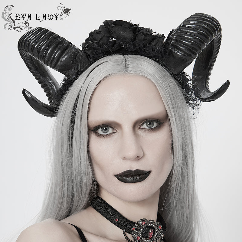 EAS010 Gothic horns rose headband