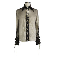 Load image into Gallery viewer, SHT031 stylish brown Steampunk vintage printed lace up men shirts with loops
