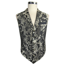 Load image into Gallery viewer, WT012 movies and TV costume gothic pattern palace black and silver printed jacquard men vest
