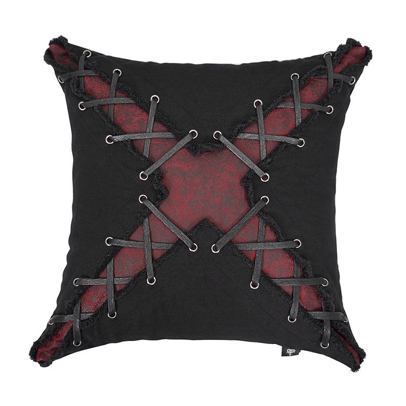 LS006 Punk black and red X-shaped pillow
