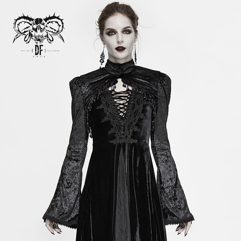 CA020 gothic trumpet sleeve sexy ladies velvet small shawl with tassel