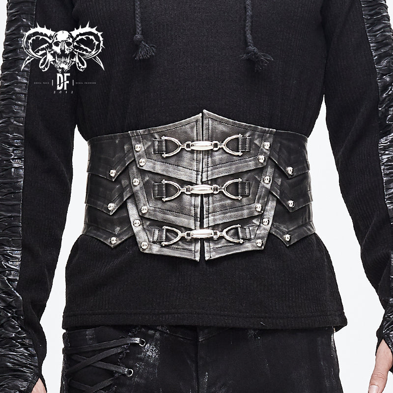 AS06101 Punk metallic armor silver lace up men leather belts
