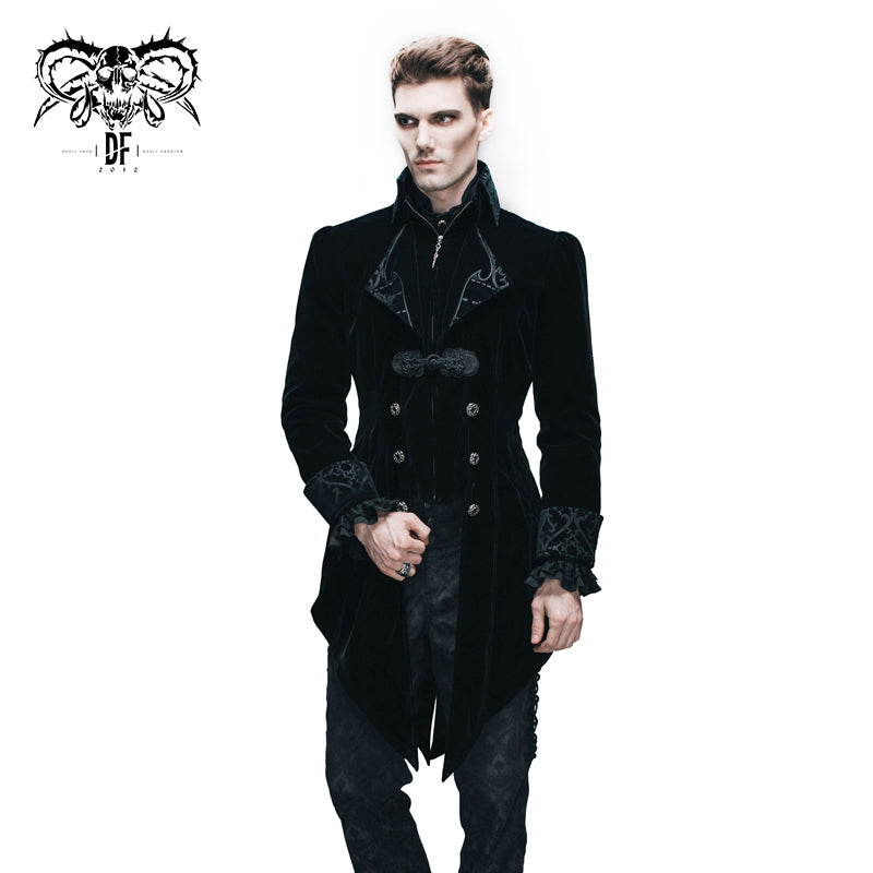 CT02201 western fashion gothic embroidered collar black men velveteen Tuxedo