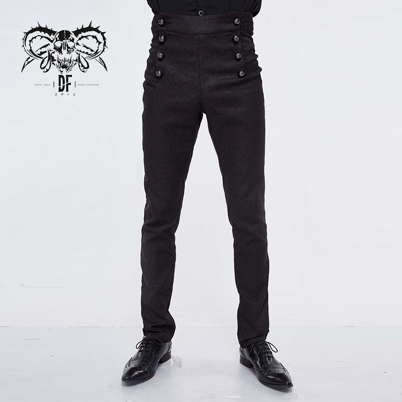 PT095 Gothic wedding men high waist slim fit jacquard western style trousers