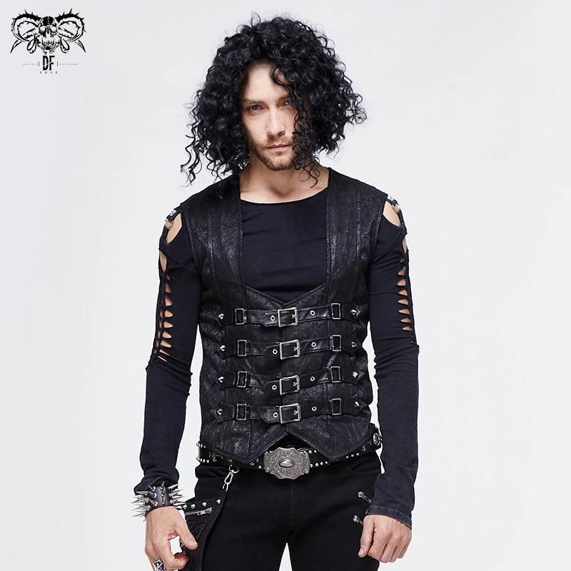 WT03401 parties wearing men black peach hearts jacquard game style punk waistcoats