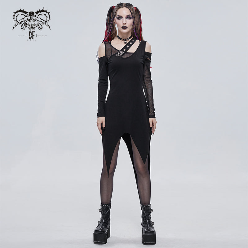 SKT132 Punk asymmetrical faked metal ghost hand dress