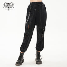 Load image into Gallery viewer, PT174 Distressed burnt out hand-painted women trousers
