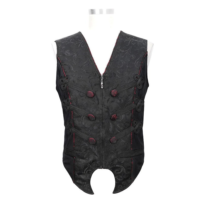 WT05601 dark fringe chinese frog buttons contrast color gothic men short waistcoats