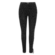 Load image into Gallery viewer, PT135 Gothic flocking patterned laced up asymmetrical side women pants
