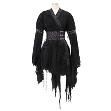 Load image into Gallery viewer, SKT106 Darkness Japanese style punk asymmetric mesh unedged women kimonos with belt
