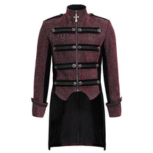 Load image into Gallery viewer, CT19902 Gothic dark pattern four-breasted black and red coat
