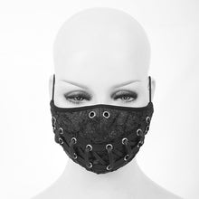 Load image into Gallery viewer, MK024 Torn mouth pattern ribbons lace up punk black cloth mask
