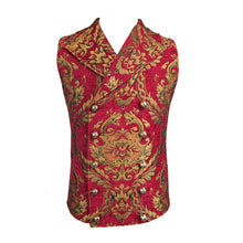 Load image into Gallery viewer, WT01303 devil fashion pirate costume Gothic patterned red and gold men short fitted waistcoats
