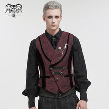 Load image into Gallery viewer, WT07002 Gothic dark pattern black and red vest (with brooch)
