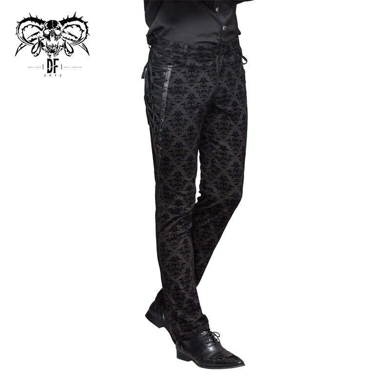 PT042 party wearing court flocking gothic patterned men trousers