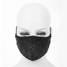 Load image into Gallery viewer, MK028 Gothic floral patterned unisex velvet embossed black masks
