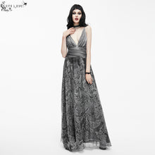 Load image into Gallery viewer, ESKT008 punk wedding branch embroidery smoky pattern sexy women silk chiffon halter dress
