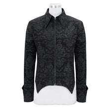 Load image into Gallery viewer, SHT058 fold over cuff Gothic palace pattern printed men basic style black men stretch shirts
