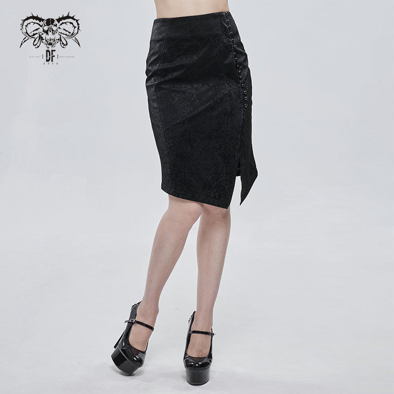 SKT137 Daily gothic pattern leather package hip skirt