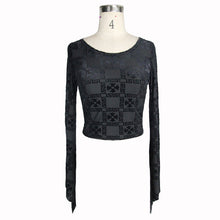 Load image into Gallery viewer, TT073 Summer daily gothic pattern comfortable horn sleeves sexy ladies velvet T-shirt
