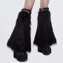 Load image into Gallery viewer, AS039 boots cover accessory adjusted leather loop women fur punk leg warmer
