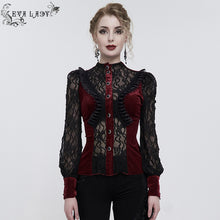 Load image into Gallery viewer, ESHT01502 red fringed iris mesh Goth Shirt
