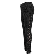 Load image into Gallery viewer, PT135 Gothic flocking patterned laced up asymmetrical side women pants
