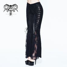 Load image into Gallery viewer, PT084 Women pleated palace pattern velveteen lace bell-bottomed pants
