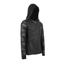 Load image into Gallery viewer, TT158 everyday wear men irregular striped patchwork punk bandage hooded top
