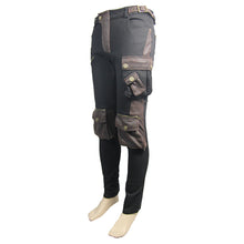 Load image into Gallery viewer, PT06702 biker Black and coffee steampunk metallic multi-bag men trousers

