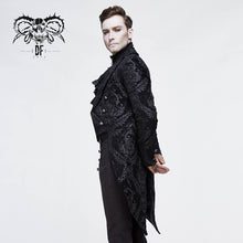 Load image into Gallery viewer, CT105 Gothic jacquard high-low men warm black dress coat with slit
