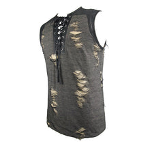 Load image into Gallery viewer, TT104 Summer tattered lace up broken line sleeveless men punk vest
