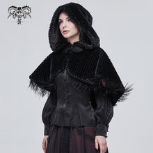 Load image into Gallery viewer, CA02501 Short dark grained plush hooded cloak
