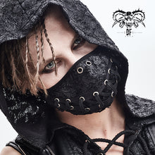Load image into Gallery viewer, MK024 Torn mouth pattern ribbons lace up punk black cloth mask
