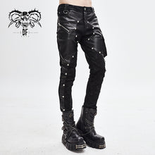 Load image into Gallery viewer, PT115 patchwork asymmetric rivet studded punk leather men trousers
