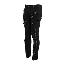 Load image into Gallery viewer, PT100 punk heavy metal lace up leg torn men trousers with loops
