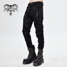 Load image into Gallery viewer, PT112 Devil fashion brand punk mecha hand painted slim black men trousers
