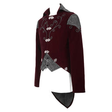 Load image into Gallery viewer, CT14002 vintage hook clasp men wine gothic embroidered fake two pieces dress jacket
