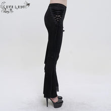 Load image into Gallery viewer, EPT01101 Black Asymmetric Dark Pattern Flare Pants
