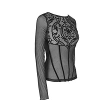 Load image into Gallery viewer, TT129 court Gothic flower pattern false girdle mesh sexy women T-shirt
