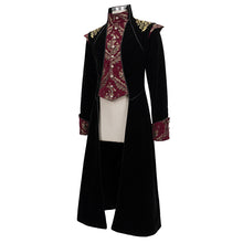 Load image into Gallery viewer, CT11801 Gothic jacquard black stand collar embroidery men long coat
