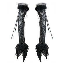 Load image into Gallery viewer, GE009 Gothic sexy women lotus leaf lace long gloves with fur
