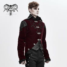 Load image into Gallery viewer, CT14002 vintage hook clasp men wine gothic embroidered fake two pieces dress jacket
