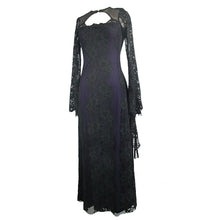 Load image into Gallery viewer, SKT083 Gothic purple positioning flower elegant women lace flared long sleeves dress
