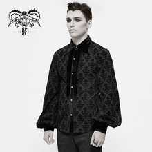 Load image into Gallery viewer, SHT059 Gothic black court pattern flocking floral patterned men basic style velvet shirts
