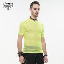 Load image into Gallery viewer, TT03903 party Fluorescent color diamond-shaped net basic style short sleeve men T-shirts
