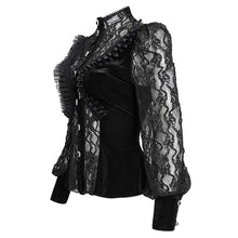 Load image into Gallery viewer, ESHT01501 Black fringed iris mesh Goth Shirt
