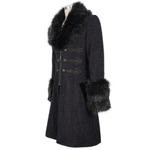 Load image into Gallery viewer, CT19001 black Gothic fur collar coat
